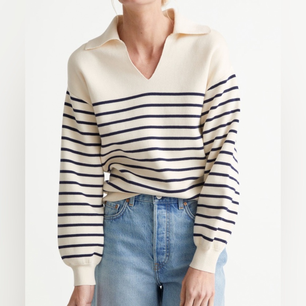 & Other Stories Relaxed Collared Striped Sweater